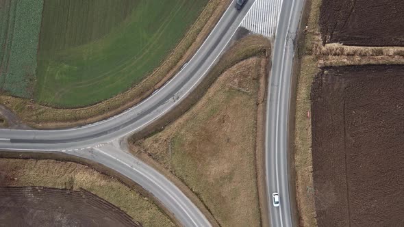 Cars Moving on Highway Aerial View