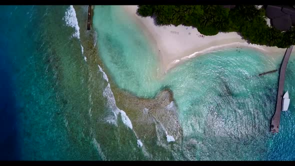 Aerial above seascape of luxury coast beach time by transparent ocean and white sand background of a