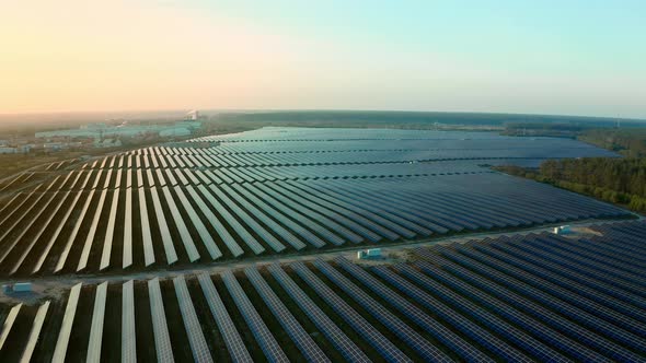 Top View of a Solar Power Station Renewable Energy Solar Panels