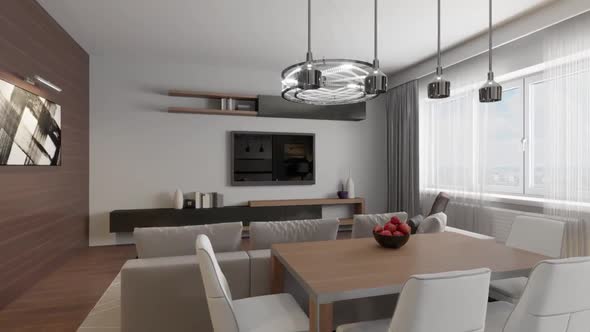 3D circled the interior of the living room in a modern style