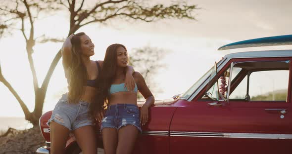 Best friends at the beach in style