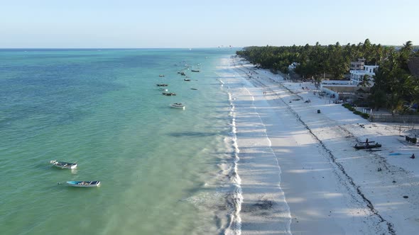 Boats in the Ocean Near the Coast of Zanzibar Tanzania Slow Motion