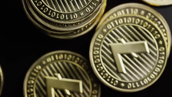 Rotating shot of Bitcoins (digital cryptocurrency) - BITCOIN LITECOIN 344