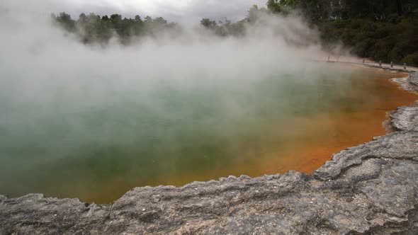 Thermal lake Champagne Pool at Wai-O-Tapu near Rotorua, New Zealand