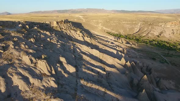 Hoodoos, Fairy Chimneys and Sedimentary Volcanic Rock Formations in Eroded Stone Valley