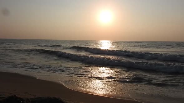 Red sunset ocean view. Ocean view in morning. Sunset sea view. scenic view of ocean in landscape.