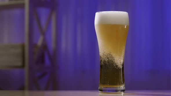 Cold Beer is Poured Into the Glass