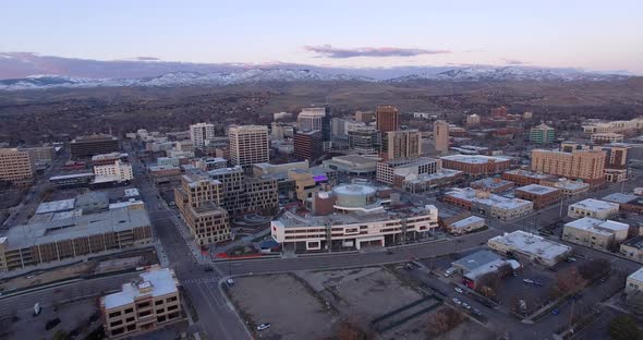 Downtown Boise At Sunset In Winter