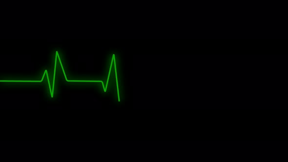 Green color glowing heartbeat signal animation / Videohive