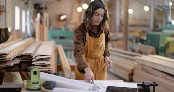 Carpentry Workers Designing at the Joinery