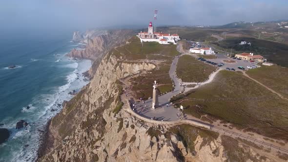 Aerial view of Cabo da Roca, Portugal - westernmost point of continental Europe