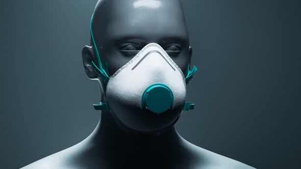 Concept of a respiratory protection mask. Render of the model wearing FFP3 mask.