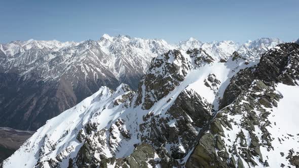 Aerial Flight Over the Dolomites or North Caucasus