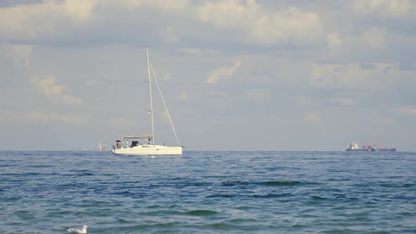 View of a Sailing Yacht on the Black Sea