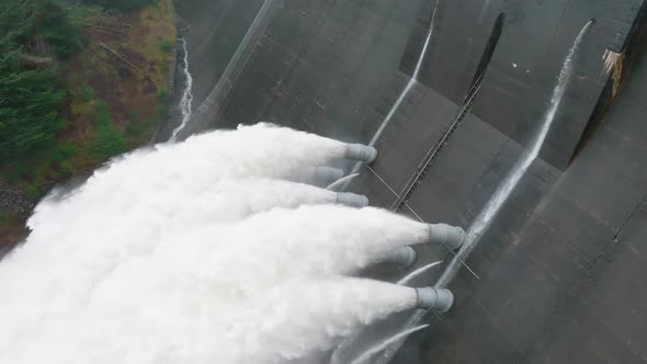 Water Being Pumped Through a Hydroelectric Dam