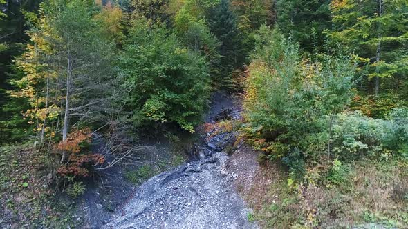 Aerial video of the Swiss alps from the Klausenpass, Switzerland during fall