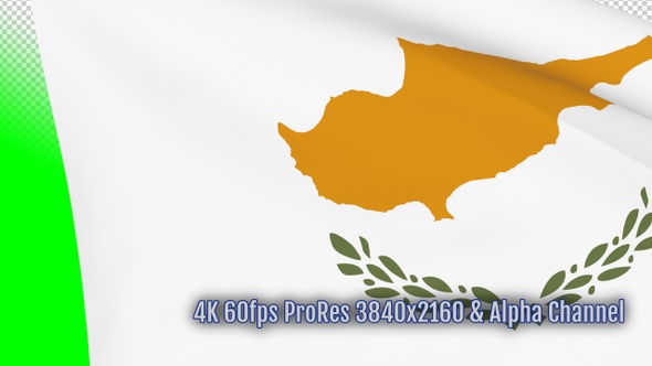 Cyprus waving flag transition 4k and 1080 HD footage with alpha channel