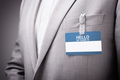 Businessman wearing Hello my name is tag - PhotoDune Item for Sale
