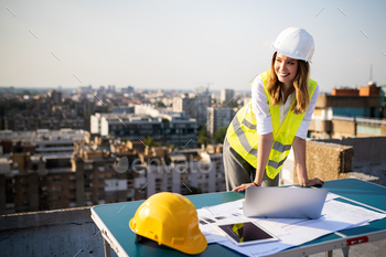 ewing blueprints at construction site