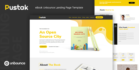 Pustak — eBook Unbounce Landing Page Template