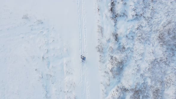 a Soldier Is Skiing on the Track