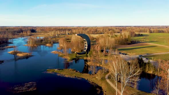 Modern Construction Observation Tower in Kirkilai  Aerial Dron Shot