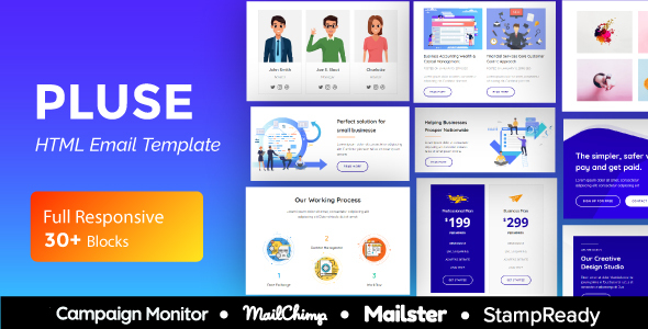 Pluse Agency - Multipurpose Responsive Email Template 30+ Modules - Mailster & Mailchimp