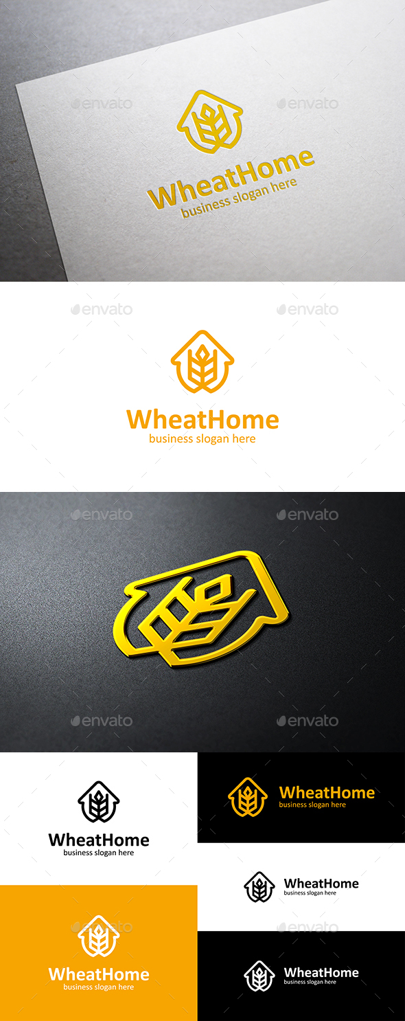 Wheat Home Logo House and Grain Symbol