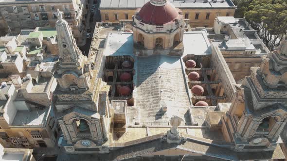 Saint Publius Parish Churc with beautiful  dome and bell towers, Valletta , Malta 