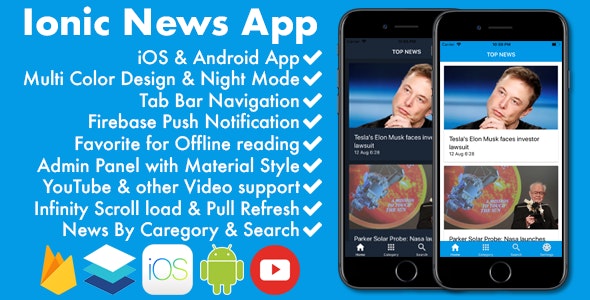 Ionic News/Blog/Magazine Full App with Admin Panel