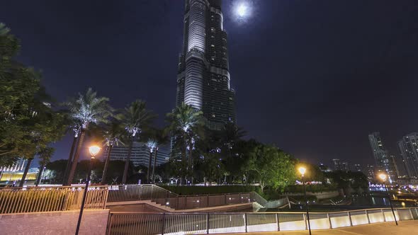 Burj Khalifa with Moon in Dubai UAE