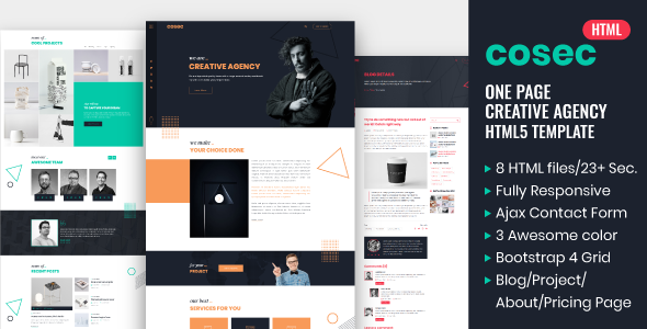 Cosec - One Page Creative Agency HTML Template