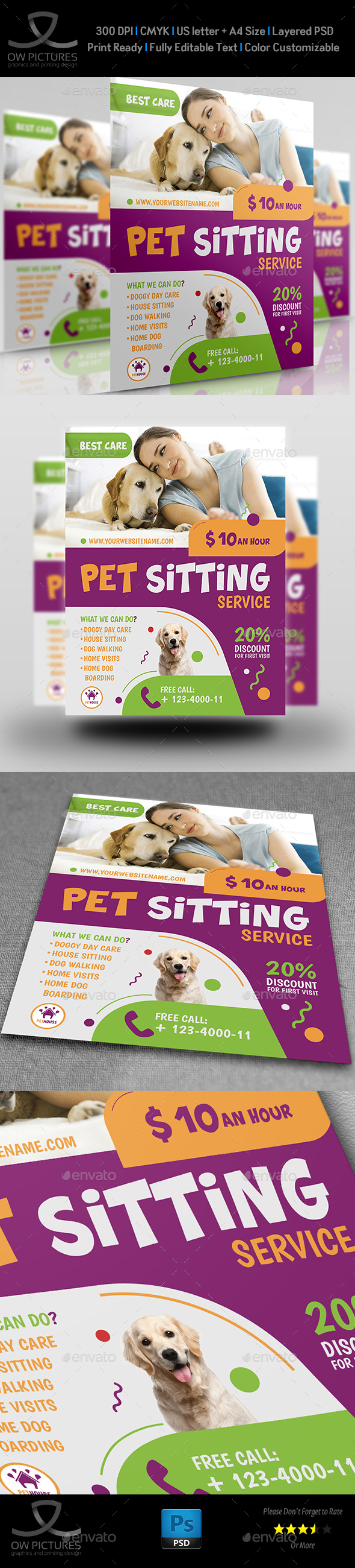Pet Sitting Service Flyer Template