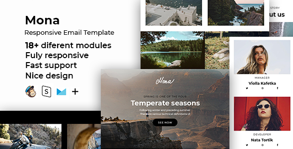 Mona – Responsive HTML Email + StampReady, MailChimp & CampaignMonitor Compatible Files