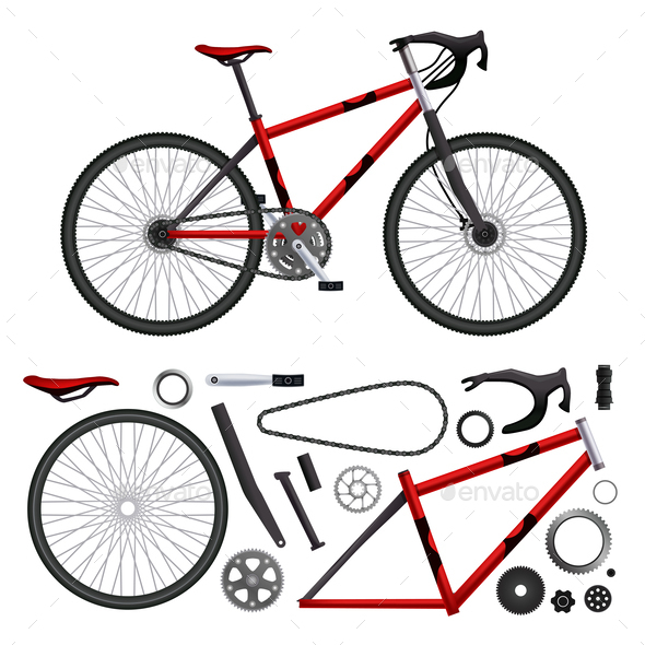 Realistic Bicycle Parts Set