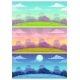 Cartoon Landscapes Set of Day Evening and Night - GraphicRiver Item for Sale