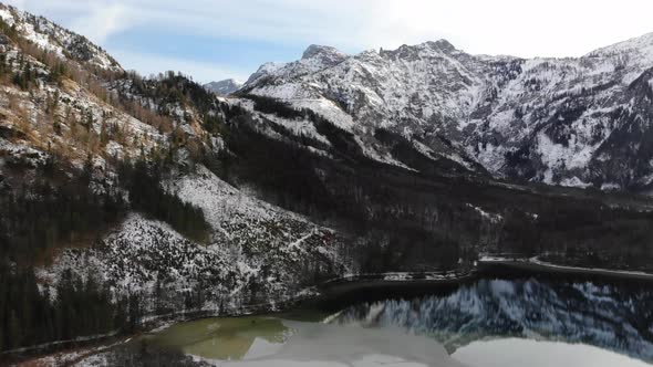 Beautiful Winter Landscape on the Lake Offensee in the Mountains in Upper Austria Salzkammergut