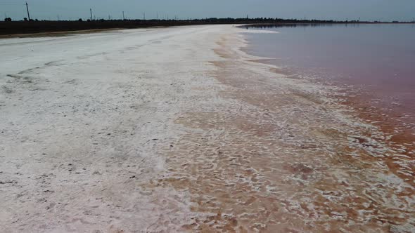 Flying Over a Pink Salt Lake