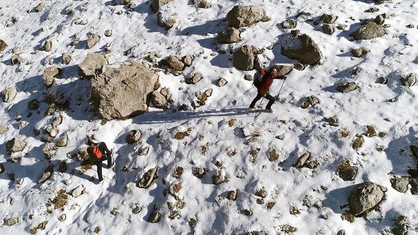 Climber Walking In Winter