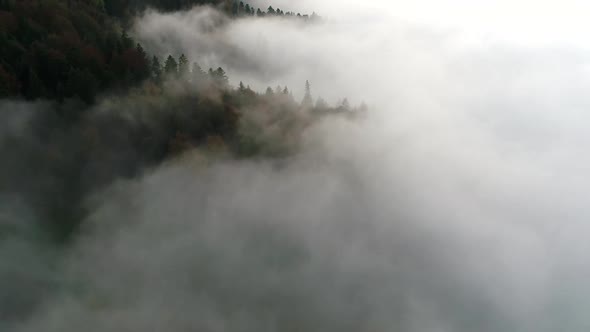 Aerial video of a fall landscape in Entlebuch, Switzerland. 