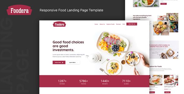 Foodera — Responsive Food Landing Page Template
