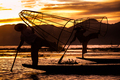 Burmese Fishermen posing with conical nets at sunset, Inle Lake - PhotoDune Item for Sale
