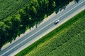 Aerial view of a rural asphalt road through a green corn field in summer - PhotoDune Item for Sale