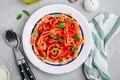 Italian spaghetti pasta with tomato sauce, basil and parmesan cheese - PhotoDune Item for Sale