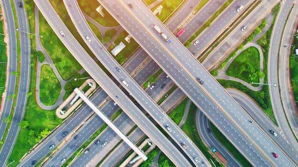 Stunning Aerial view drone shot above interchange