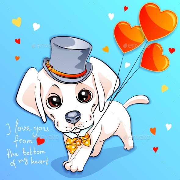 Valentine Card with Puppy Labrador