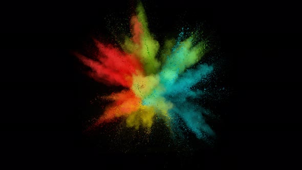 Super Slow Motion Shot of Color Powder Explosion Isolated on Black Background at 1000Fps.