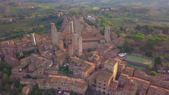 Drone Aerial Footage of the Wonderful Village of San Gimignano. A Unesco World Heritage