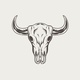 Bull Skull Vintage Engraved Monochrome Logo - GraphicRiver Item for Sale