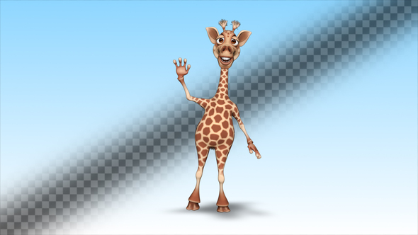 Giraffe 3D Character - Cartoon Hello and Show